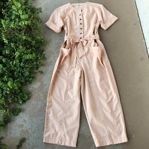 Madewell Top-Stitched Coverall Coral Jumpsuit